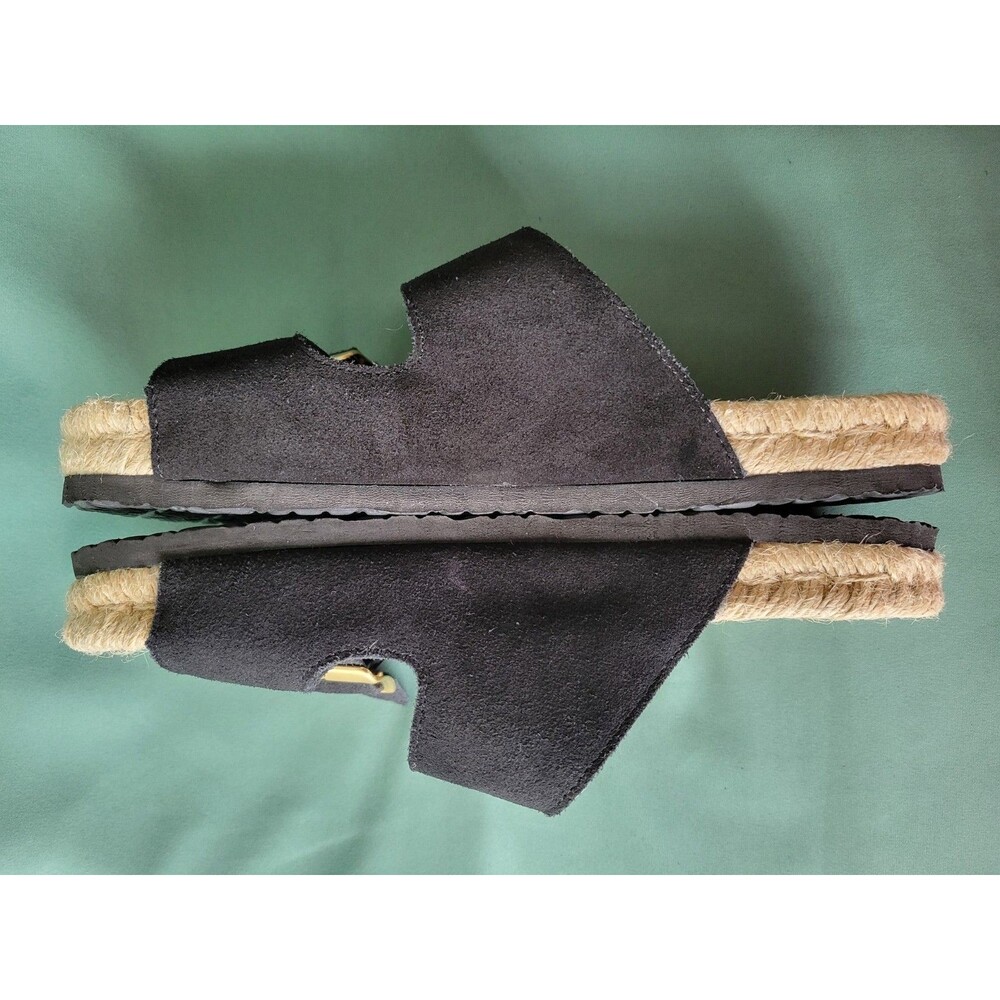 Haute Hippie Black Suede Double Buckle Espadrille Slide Sandals Women's Size7.5M - Picture 5 of 11